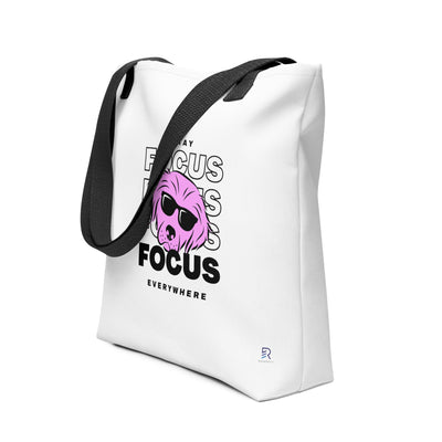 White Tote Bag with Black Handle - Focus Everywhere