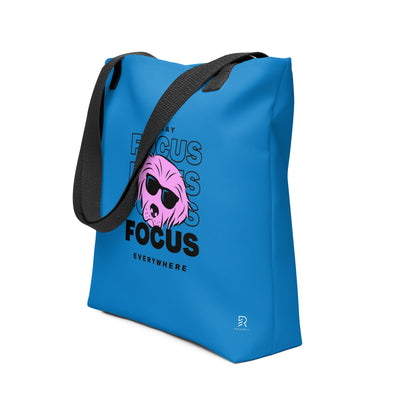 Navy Blue Tote Bag with Black Handle - Focus Everywhere