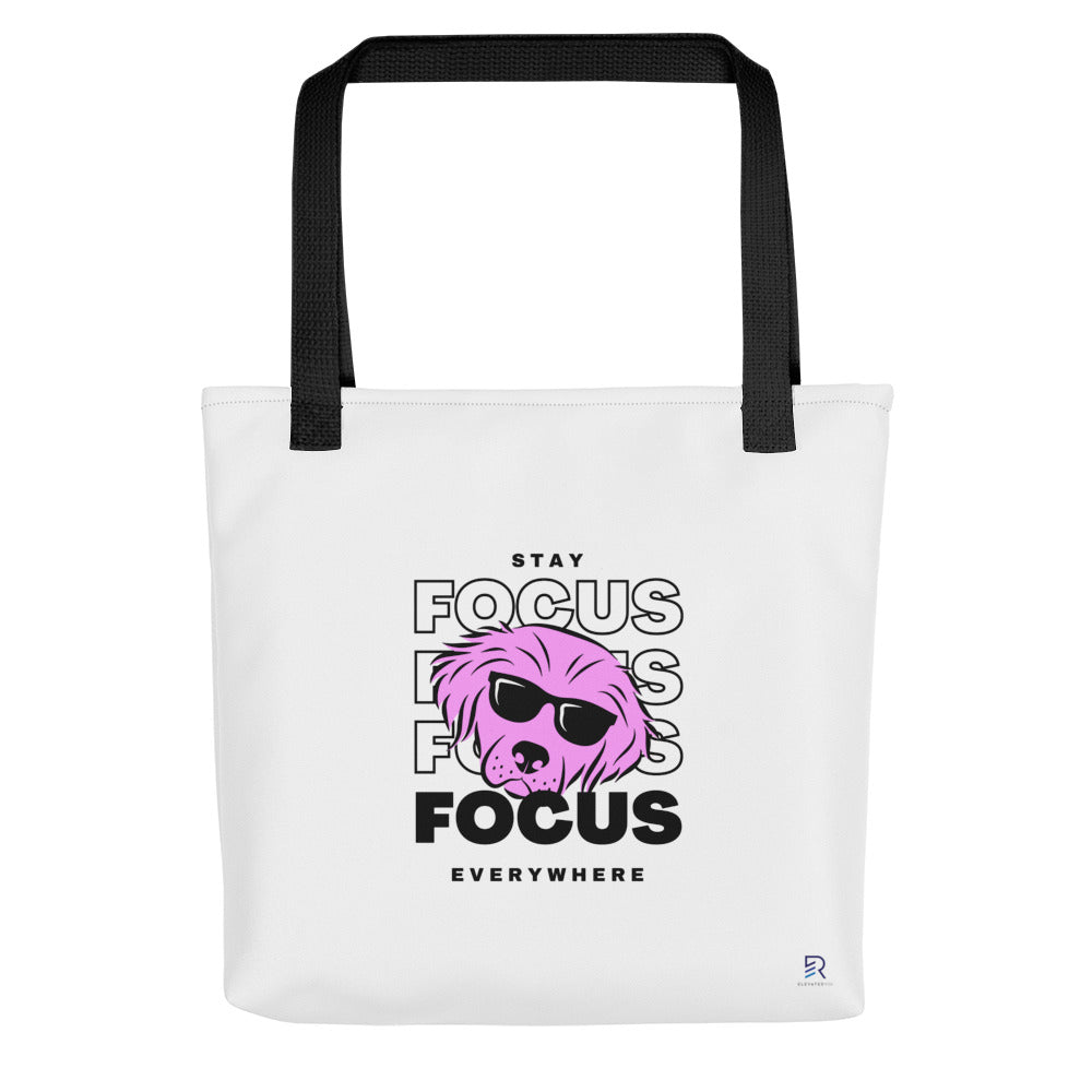 White Tote Bag with Black Handle - Focus Everywhere