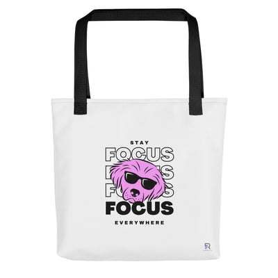 White Tote Bag with Black Handle - Focus Everywhere