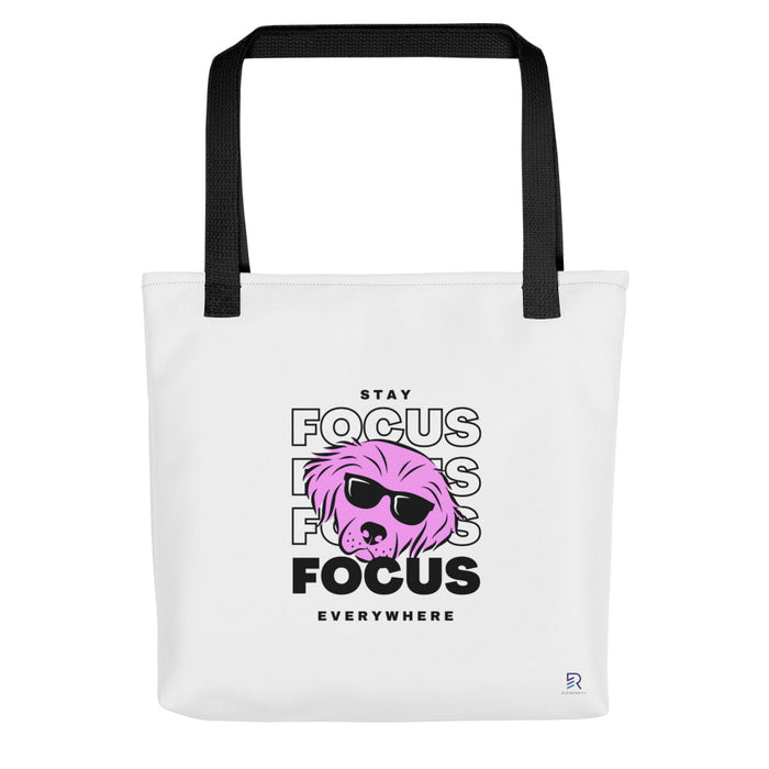 White Tote Bag with Black Handle - Focus Everywhere
