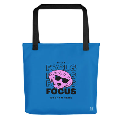 Navy Blue Tote Bag with Black Handle - Focus Everywhere