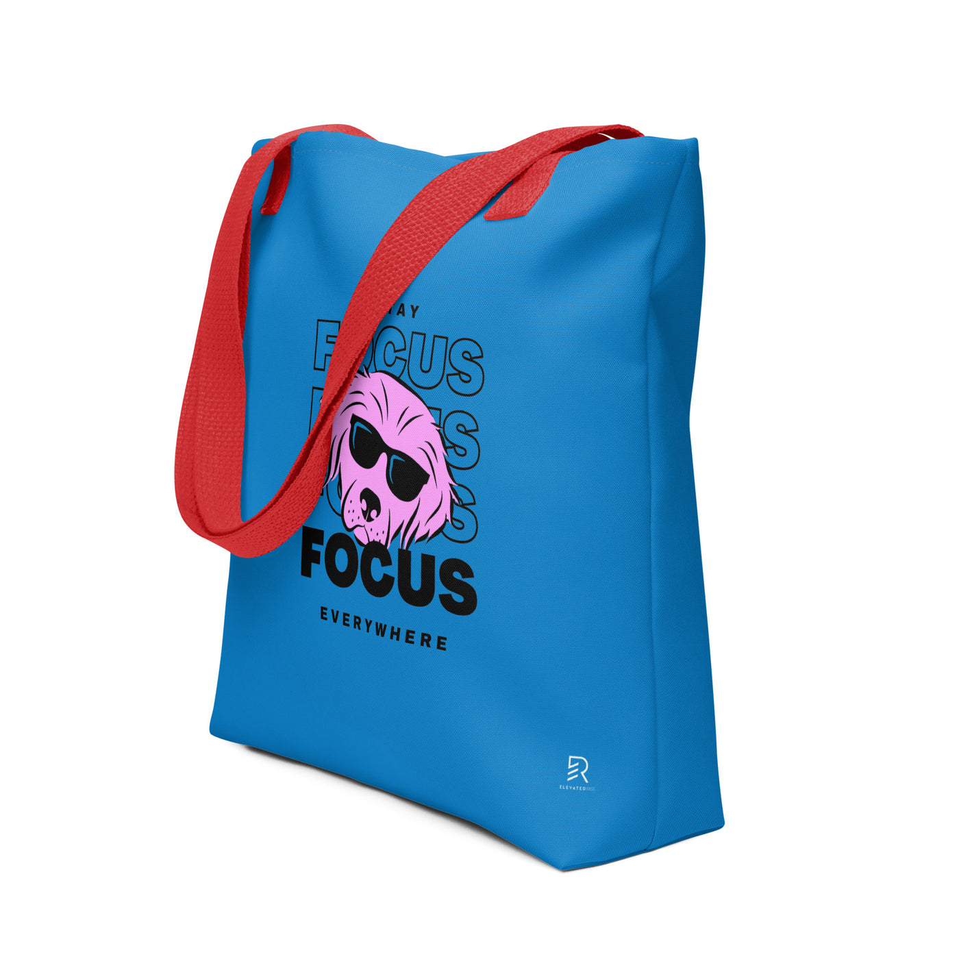 Navy Blue Tote Bag with Red Handle - Focus Everywhere