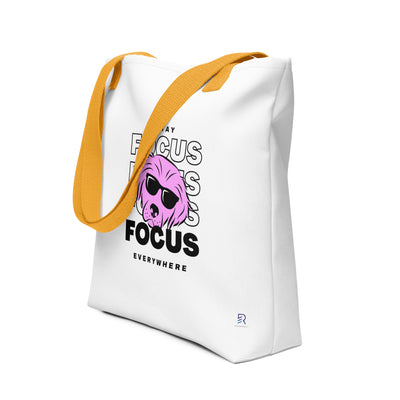 White Tote Bag with Yellow Handle - Focus Everywhere