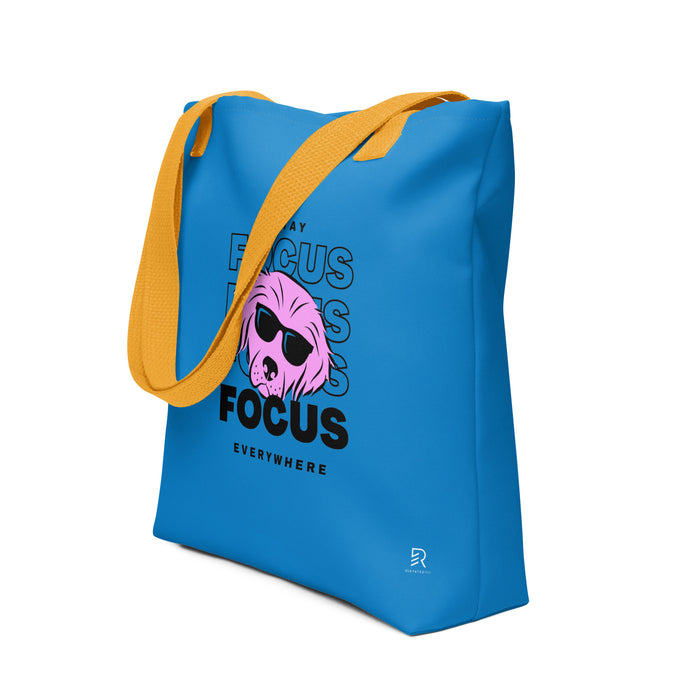 Navy Blue Tote Bag with Yellow Handle - Focus Everywhere