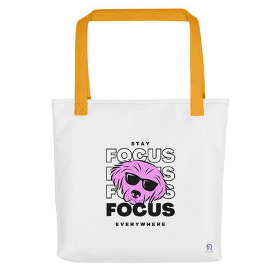 White Tote Bag with Yellow Handle - Focus Everywhere
