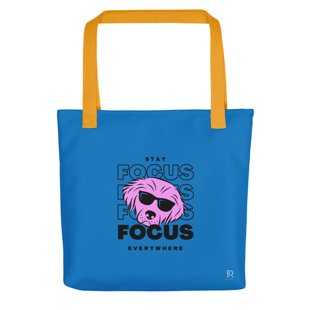 Navy Blue Tote Bag with Yellow Handle - Focus Everywhere