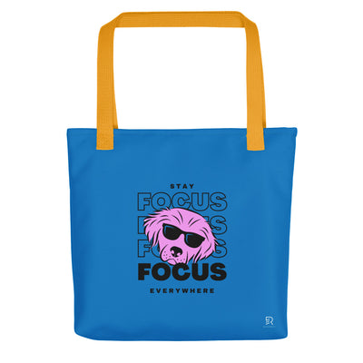 Navy Blue Tote Bag with Yellow Handle - Focus Everywhere