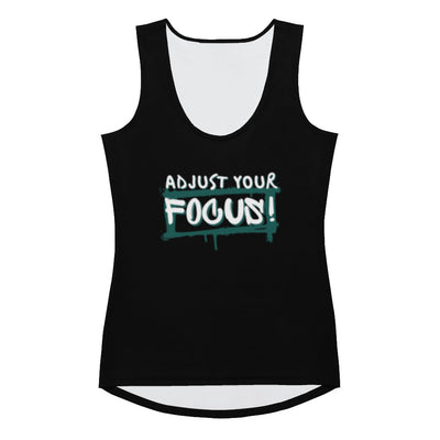 Women's Black Sublimation Cut Sew Tank Top - Adjust Your Focus