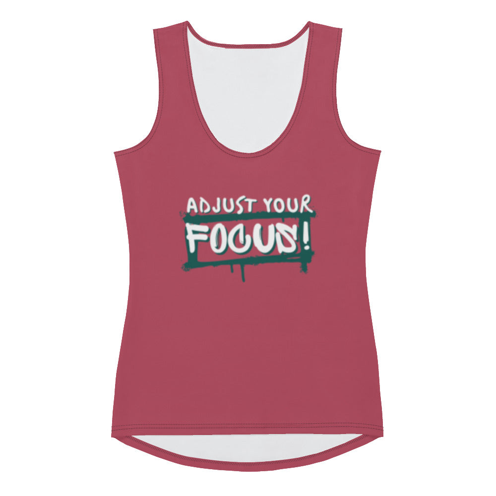Women's Hippie Pink Sublimation Cut Sew Tank Top - Adjust Your Focus