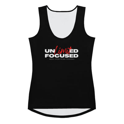 Women's Black Sublimation Cut Sew Tank Top - Unlimited Focused