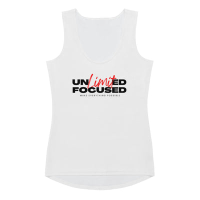 Women's White Sublimation Cut Sew Tank Top - Unlimited Focused