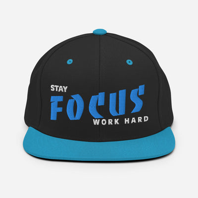 Classic Black and Teal Snapback - Work Hard