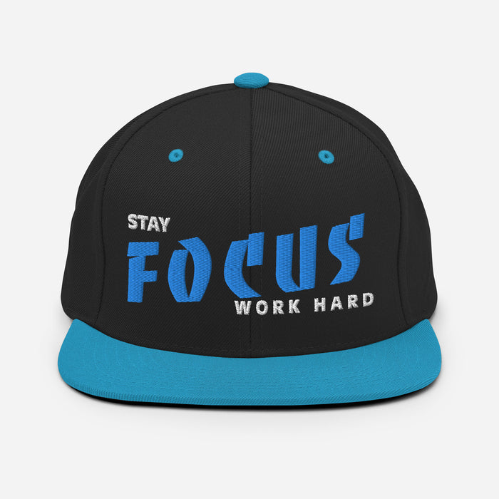 Classic Black and Teal Snapback - Work Hard