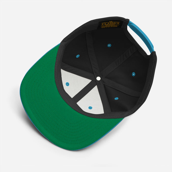 Classic Black and Teal Snapback - Work Hard