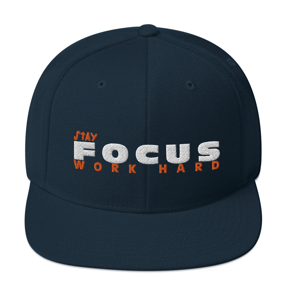 Classic Dark Navy Snapback - Stay Focus Work Hard
