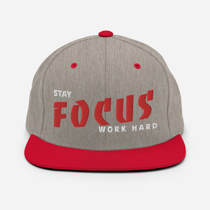 Classic Heather Gray and Red Snapback - Work Hard
