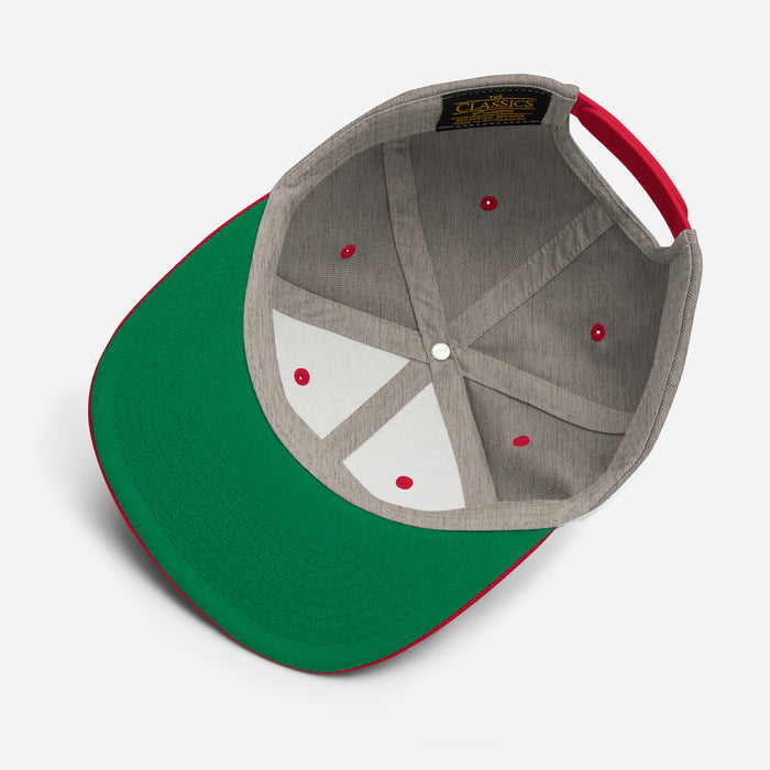 Classic Heather Gray and Red Snapback - Work Hard