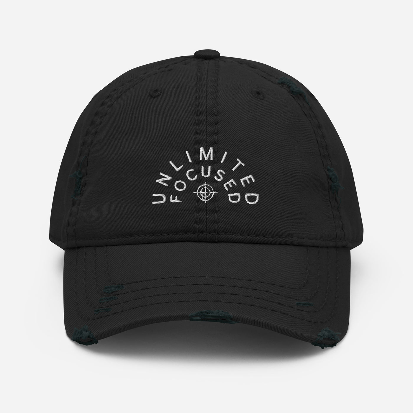 Distressed Black Dad Hat - Unlimited Focused