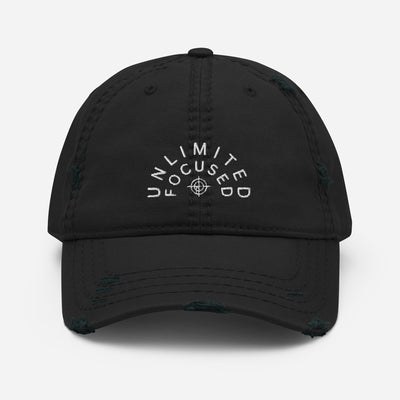 Distressed Black Dad Hat - Unlimited Focused
