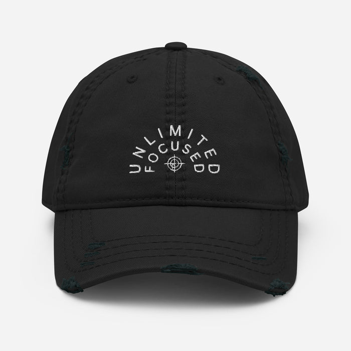 Distressed Black Dad Hat - Unlimited Focused