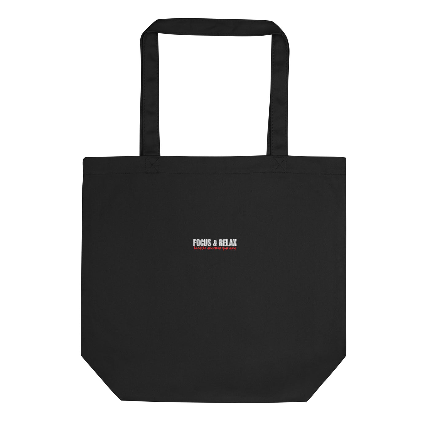 Eco Embroidered Black Tote Bag - Focus & Relax