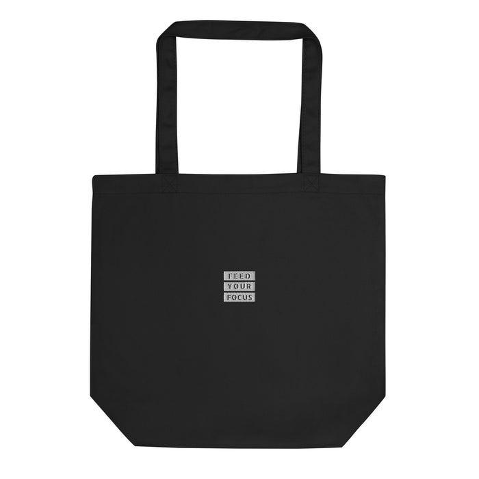 Eco Embroidered Black Tote Bag - Feed Your Focus