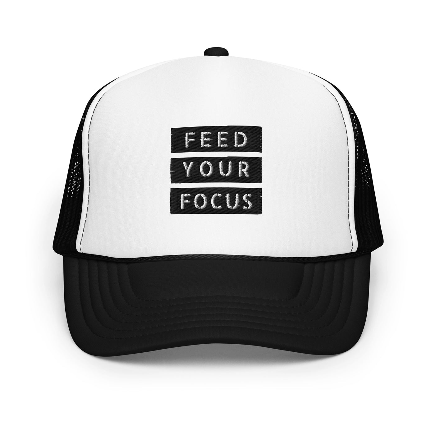 Foam Black and White Trucker Hat - Feed Your Focus