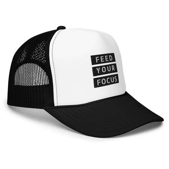 Foam Black and White Trucker Hat - Feed Your Focus