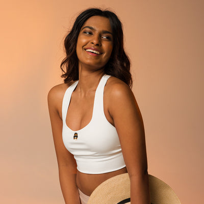Longline White Sports Bra - Focus & Relax
