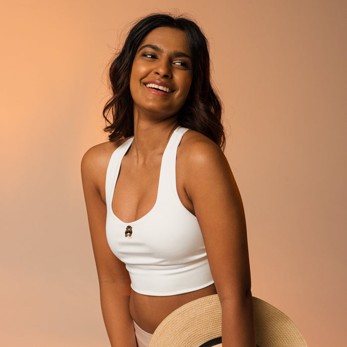 Longline White Sports Bra - Focus & Relax