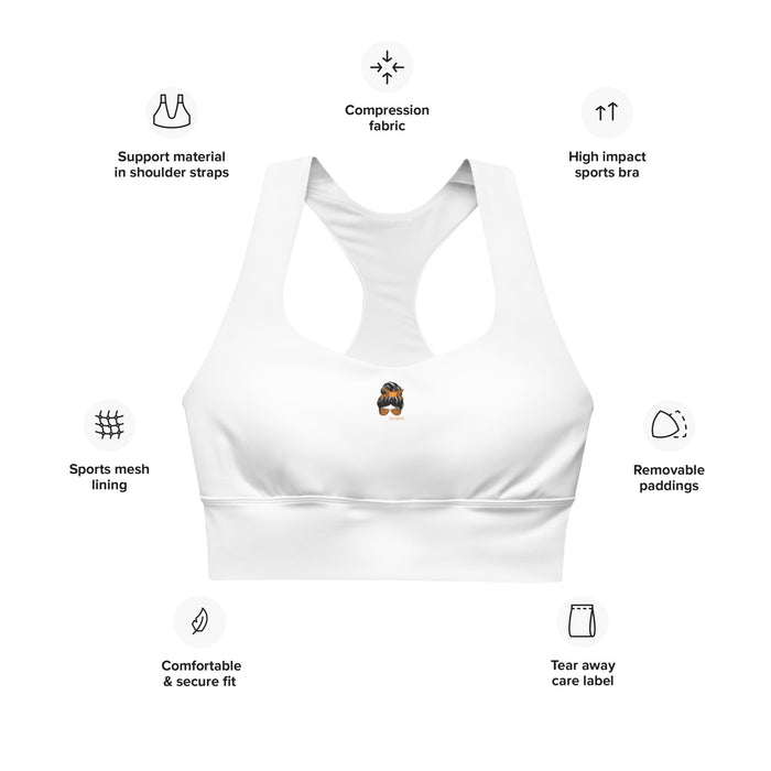 Longline White Sports Bra - Focus & Relax