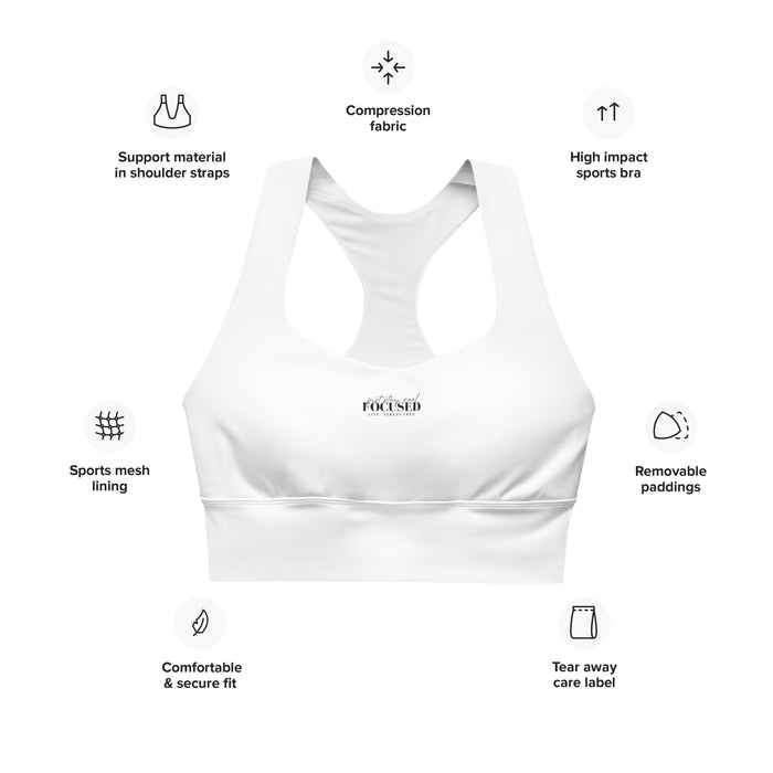 Longline White Sports Bra - Focus Live Stress-Free