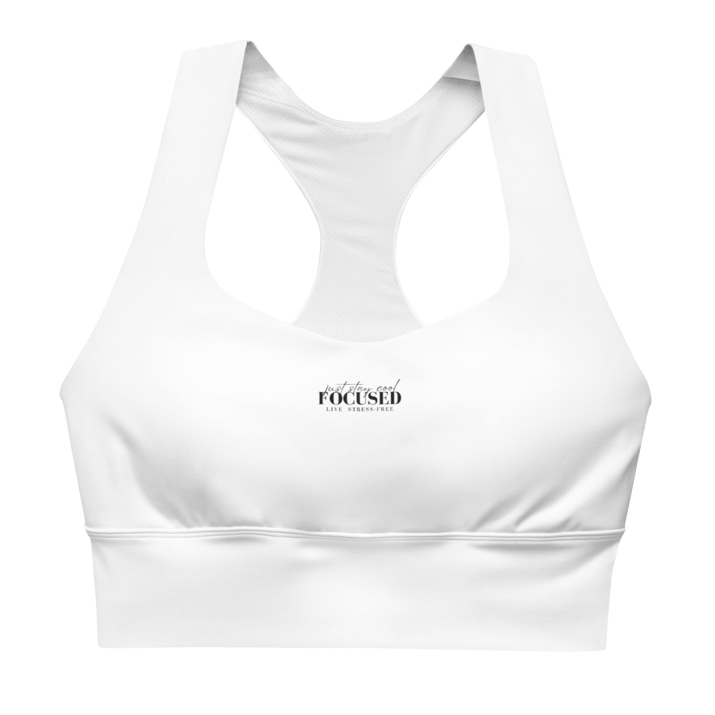 Longline White Sports Bra - Focus Live Stress-Free