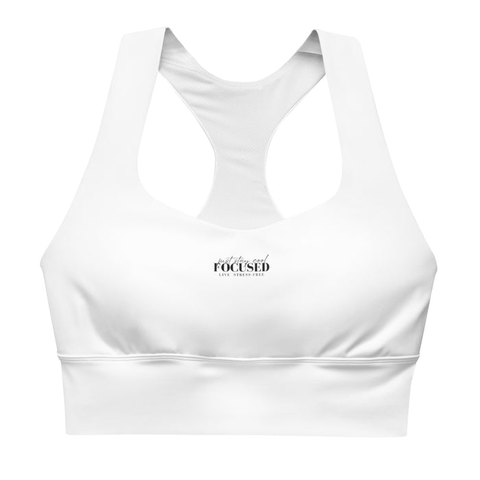 Longline White Sports Bra - Focus Live Stress-Free