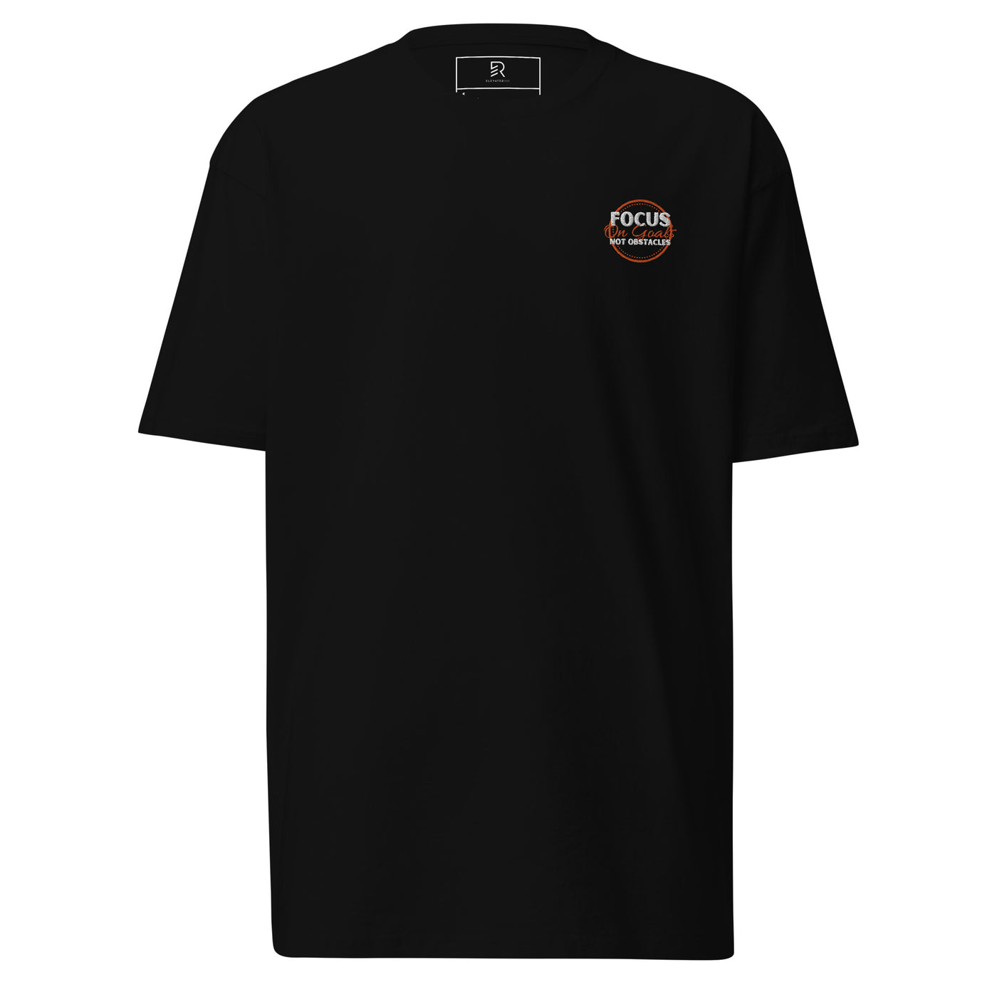 Men’s Premium Embroidered Black Heavyweight Tee - Focus on Goals