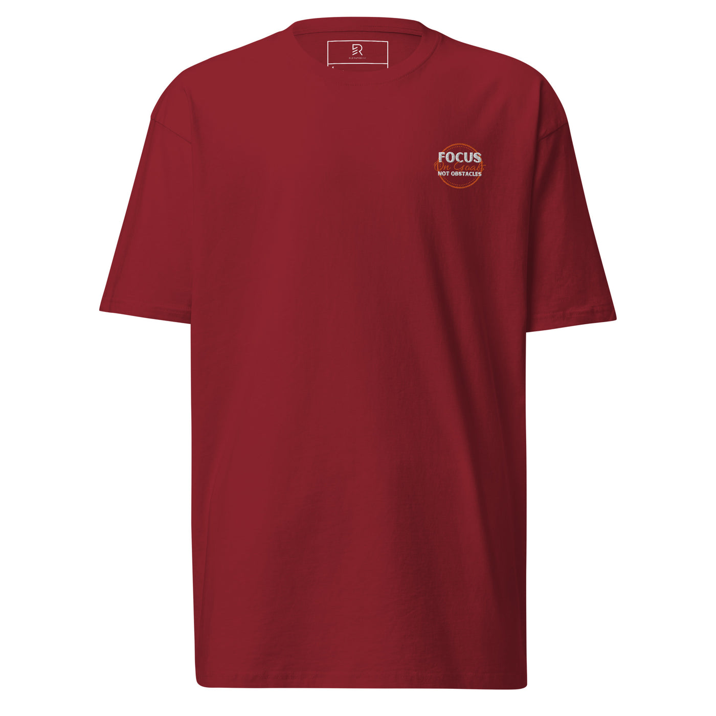 Men’s Premium Embroidered Brick Red Heavyweight Tee - Focus on Goals