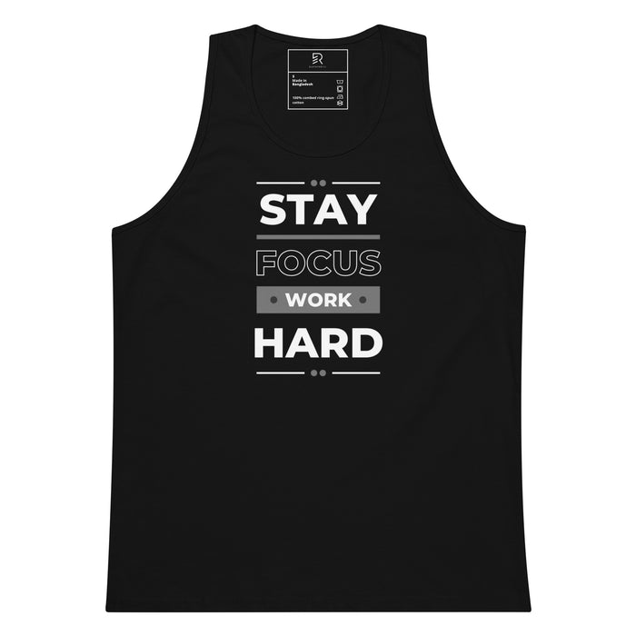 Men’s Premium Black Tank Top - Stay Focus Work Hard