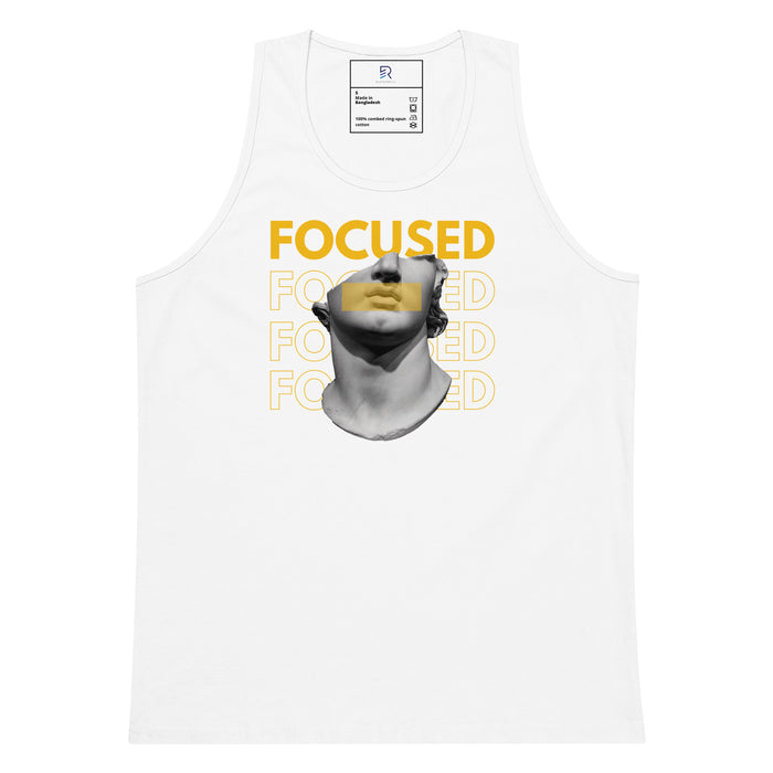 Men’s Premium White Tank Top - Focused