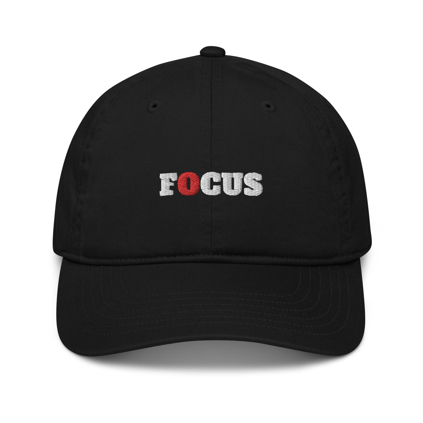 Organic Black Baseball Cap - Focus