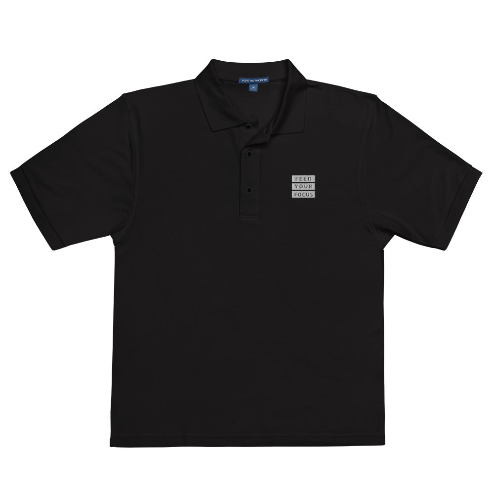Men's Premium Embroidered Black Polo Shirt - Feed Your Focus