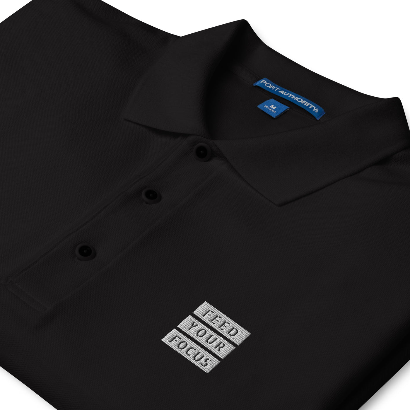Men's Premium Embroidered Black Polo Shirt - Feed Your Focus