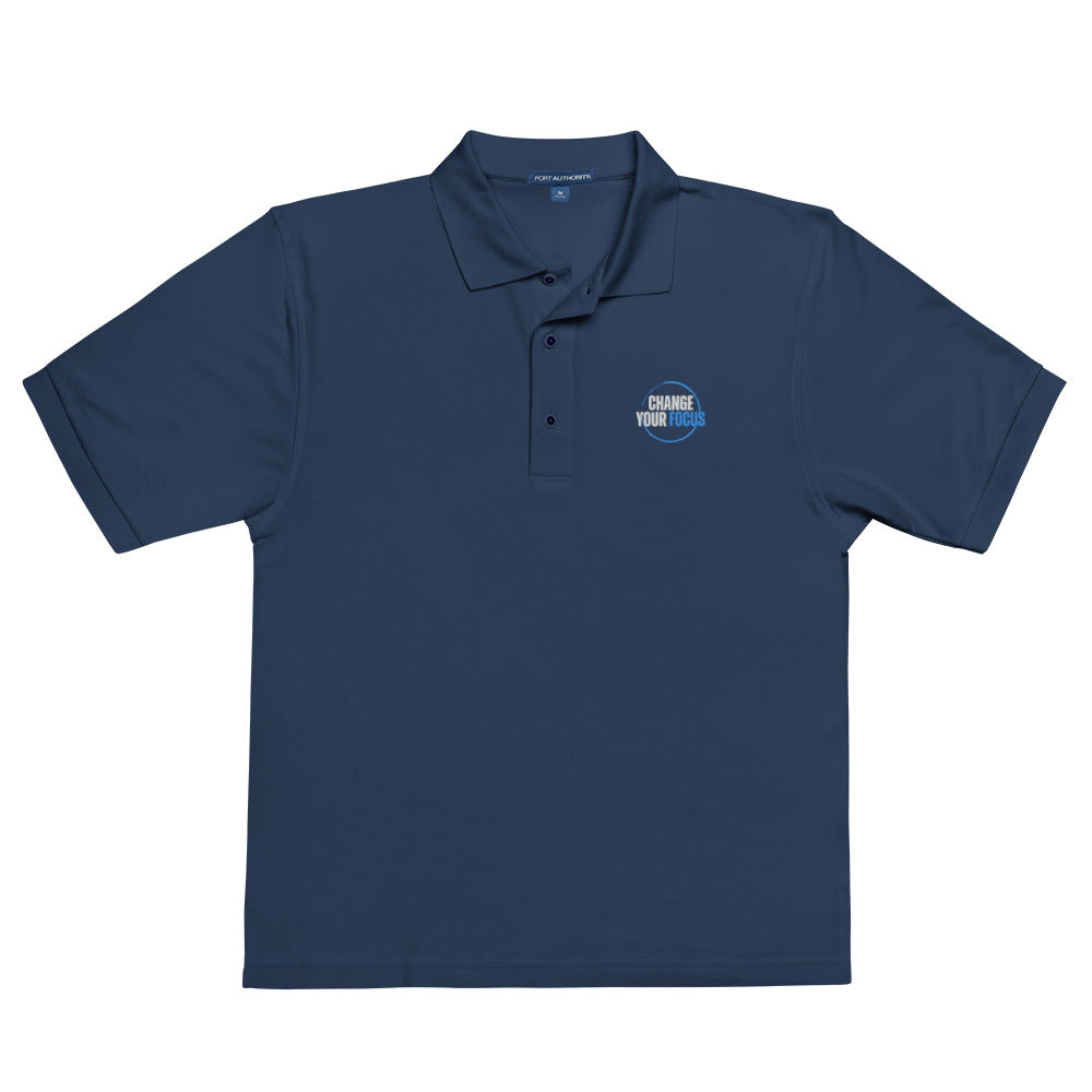Men's Premium Embroidered Navy Polo Shirt - Change Your Focus