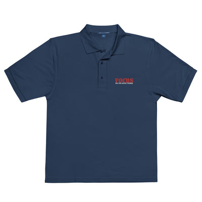 Men's Premium Embroidered Navy Polo Shirt - Focus on the Good Things