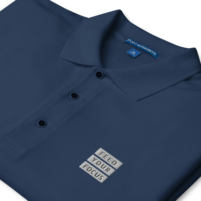 Men's Premium Embroidered Navy Polo Shirt - Feed Your Focus