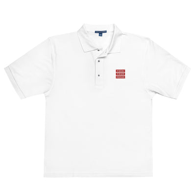 Men's Premium Embroidered White Polo Shirt - Feed Your Focus