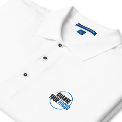 Men's Premium Embroidered White Polo Shirt - Change Your Focus