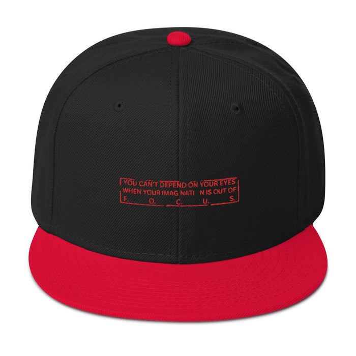 Embroidered Red & Black Snapback - Out of Focus