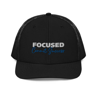 Snapback Black Trucker Cap - Focused Commit Success