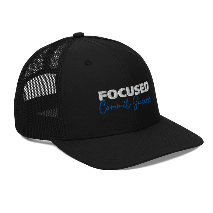 Snapback Black Trucker Cap - Focused Commit Success